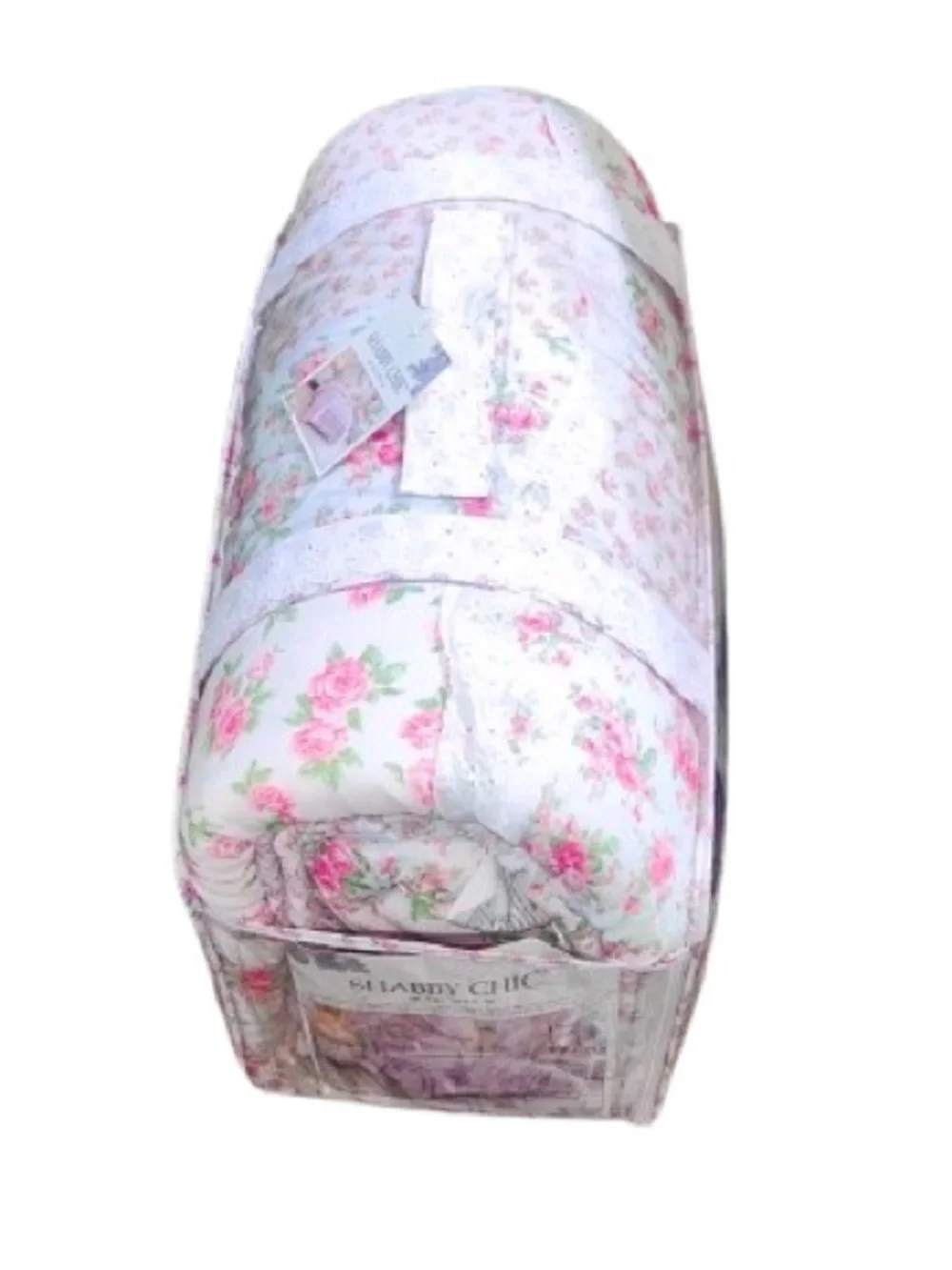 🆕- Shabby Chic 3 Piece Reversible Comforter Set - Pink White Floral, Queen Size